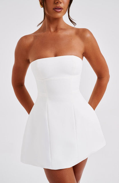 Strapless Princess Seam Structured Fit and Flare Bandeau Mini Dress
