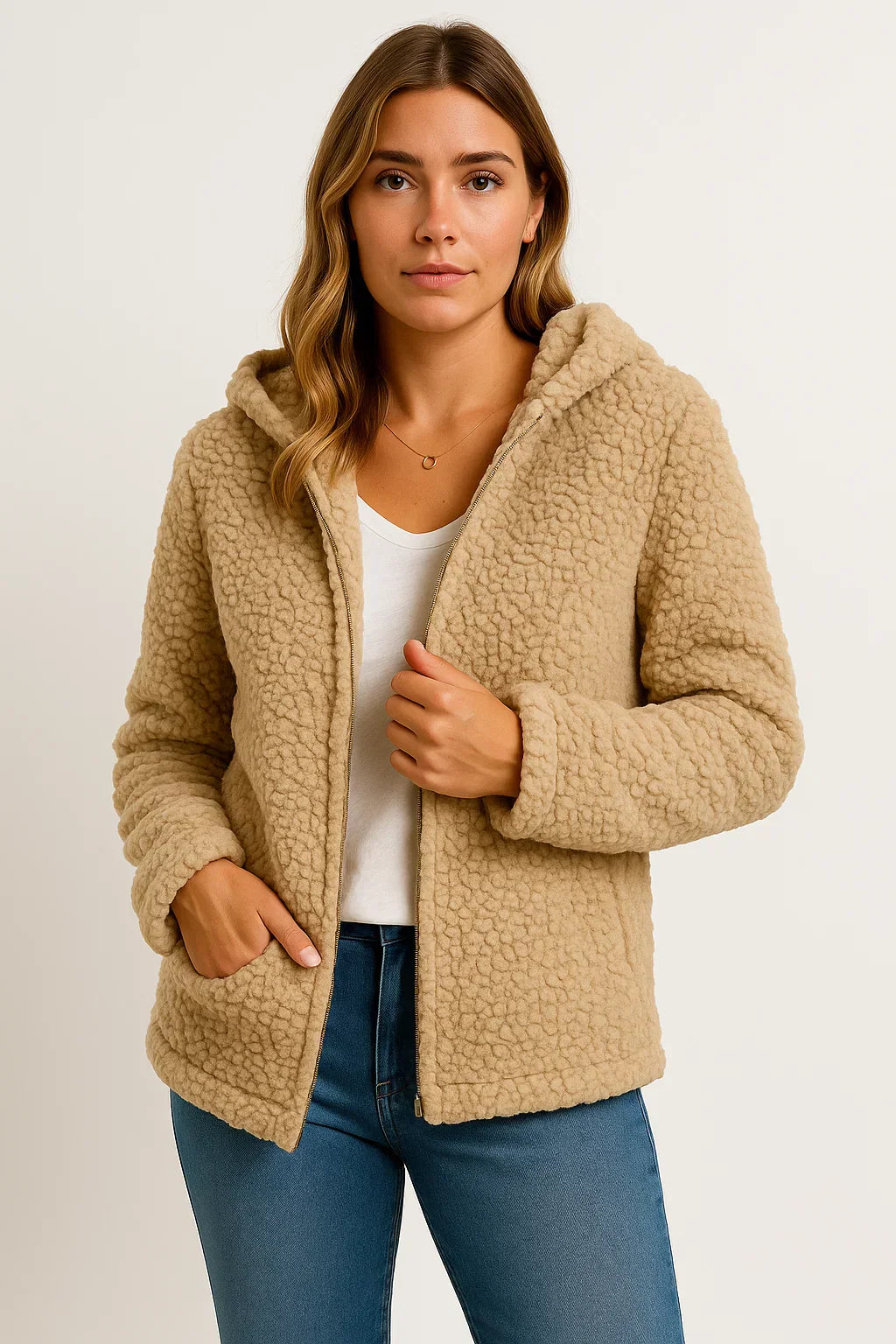 Maison Teddy Fleece Jacket | Hooded Zip-Up Design