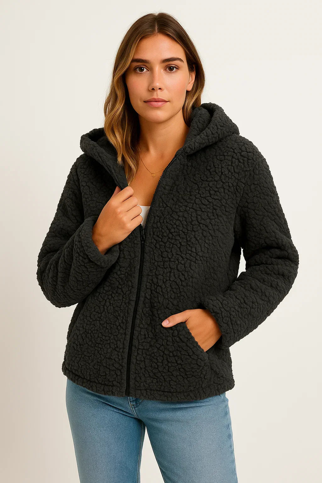 Maison Teddy Fleece Jacket | Hooded Zip-Up Design