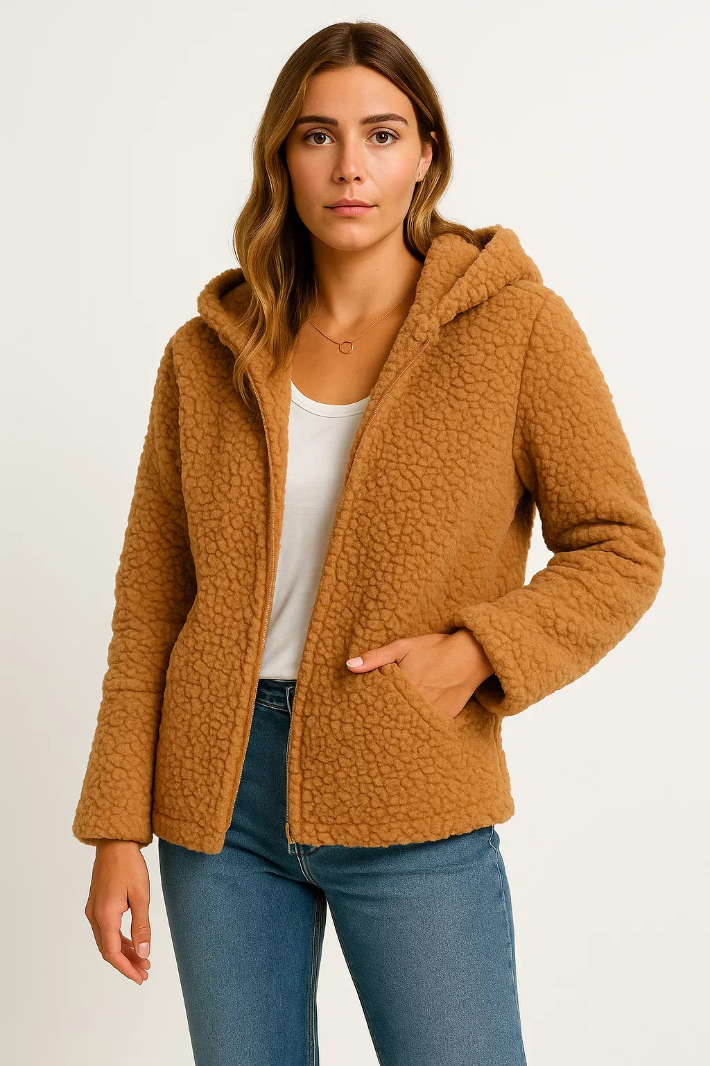 Maison Teddy Fleece Jacket | Hooded Zip-Up Design