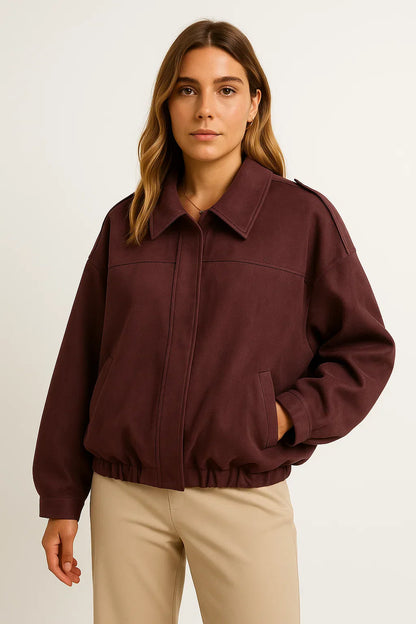 Atelier Faux Suede Bomber Jacket | Relaxed Fit | Zip Closure