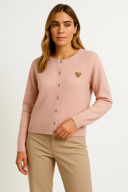 Maison Embroidered Button Cardigan | Cotton Blend Knit | Regular Fit