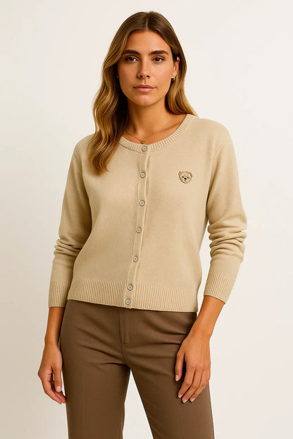 Maison Embroidered Button Cardigan | Cotton Blend Knit | Regular Fit