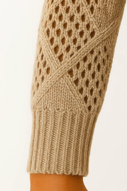 Aurora Open-Knit V-Neck Sweater | Lightweight Cotton Blend | Relaxed Fit