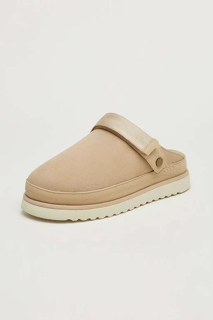 Maison Plush-Lined Mule Slippers | PU Leather | Thick Sole