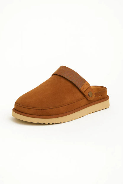 Maison Plush-Lined Mule Slippers | PU Leather | Thick Sole