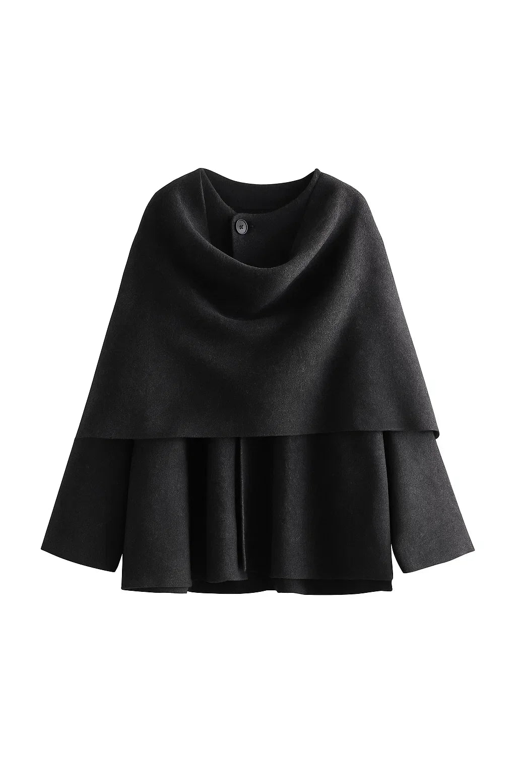 Asymmetric Draped Wool Coat | Scarf Collar Design