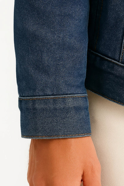Men's Fleece Jacket Denim Thickened Winter Loose Fit