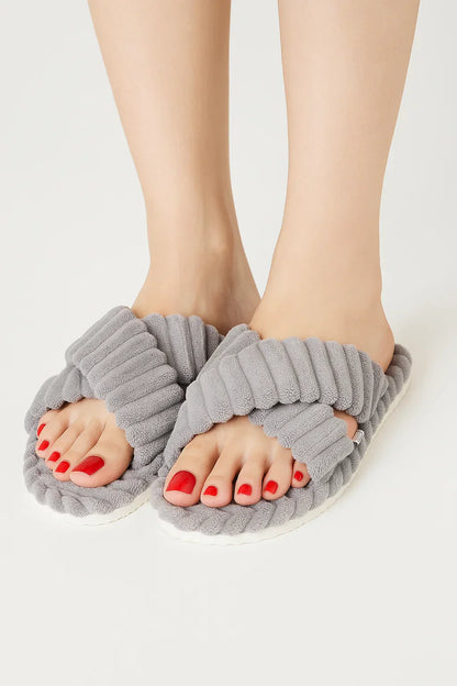 Maison Corduroy Cross-Band Slippers | Plush Sole | Indoor Comfort
