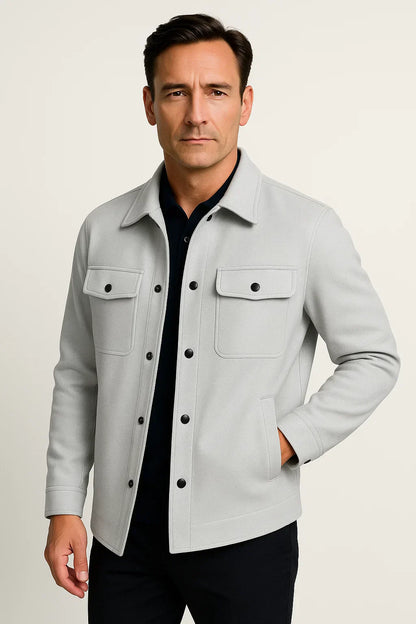 Men’s Wool-Blend Overshirt Jacket | Structured Casual | Water-Resistant Finish