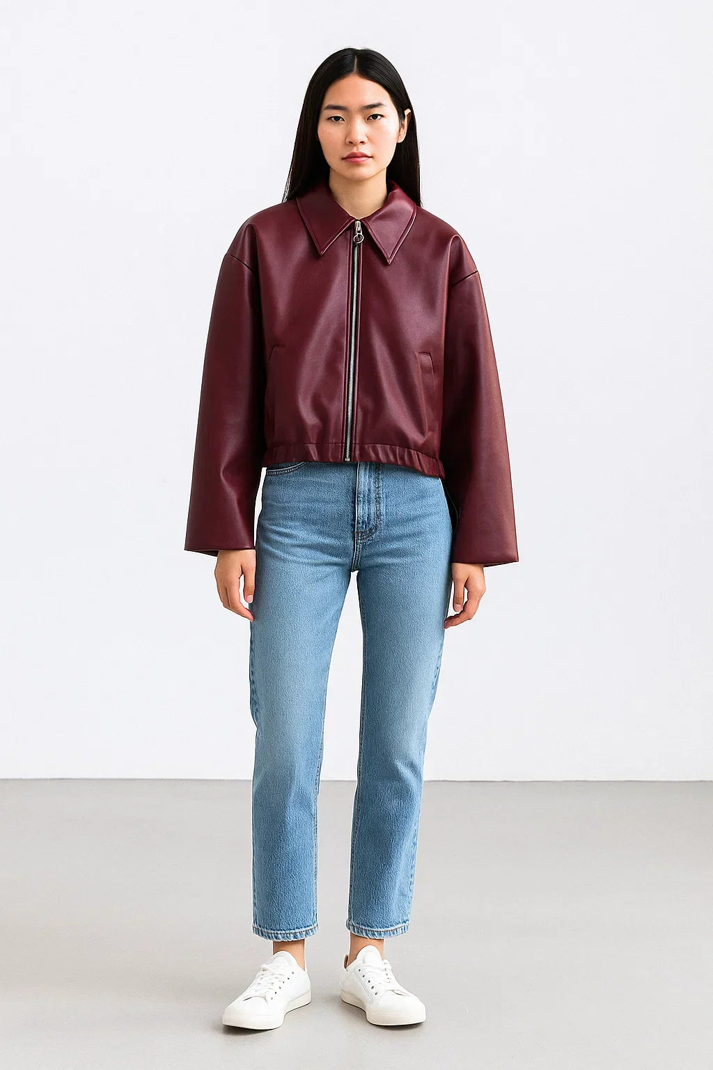 Atelier Faux Leather Jacket | Cropped Modern Fit | Zip Front Design