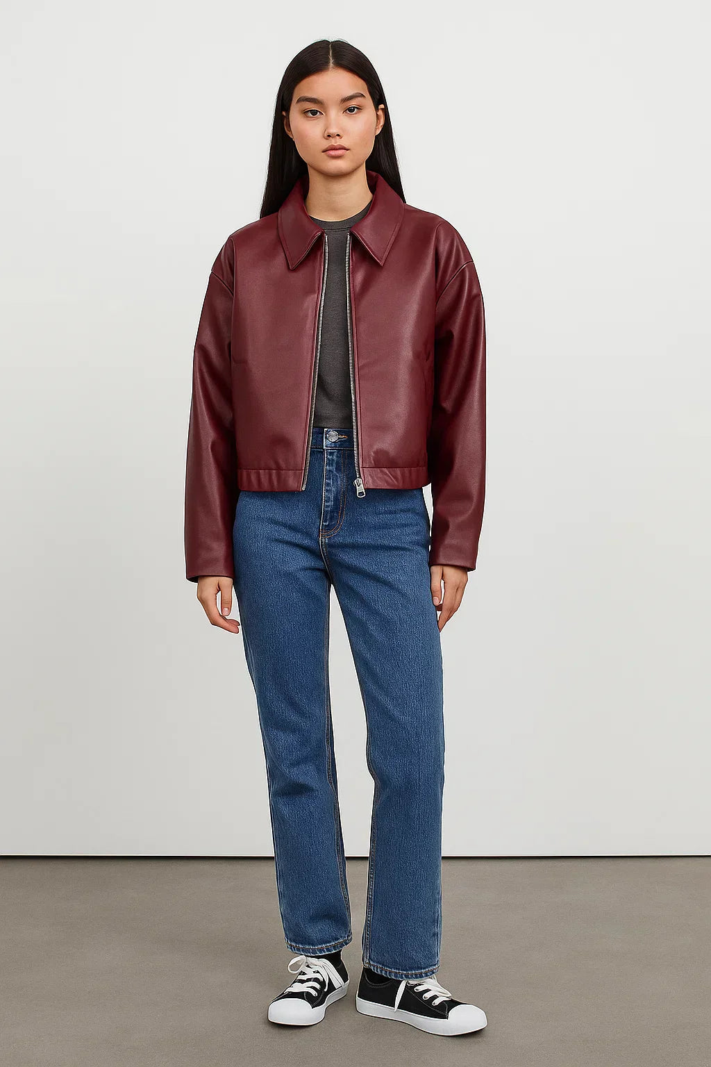 Atelier Faux Leather Jacket | Cropped Modern Fit | Zip Front Design