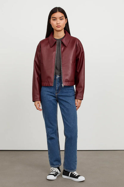 Atelier Faux Leather Jacket | Cropped Modern Fit | Zip Front Design