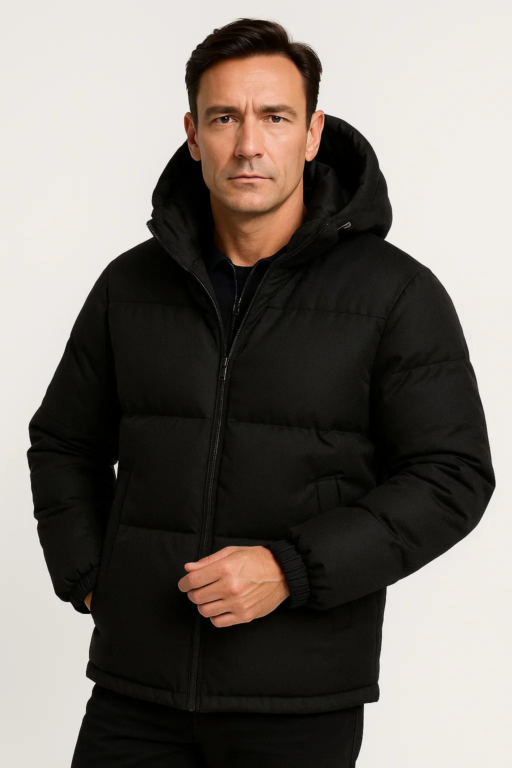 Maison Hooded Puffer Jacket | Suede Effect | Insulated Winter Outerwear