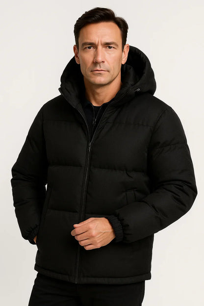 Maison Hooded Puffer Jacket | Suede Effect | Insulated Winter Outerwear