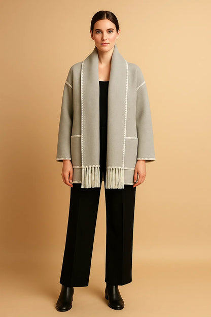 Maison Fringe Detail Coat | Relaxed Fit