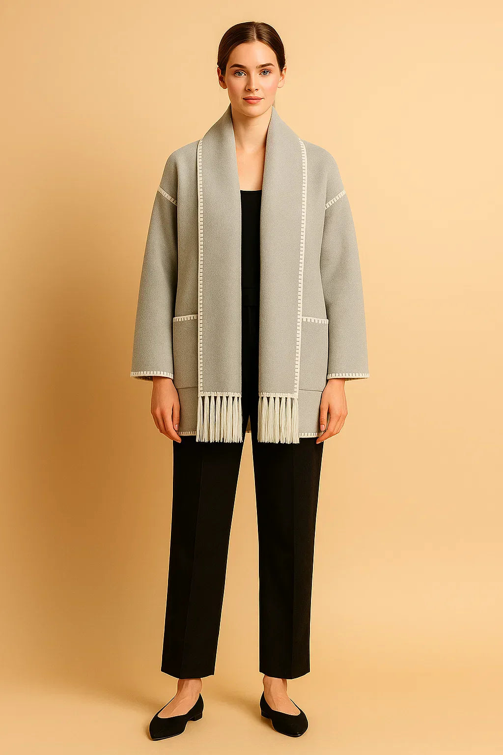 Maison Fringe Detail Coat | Relaxed Fit