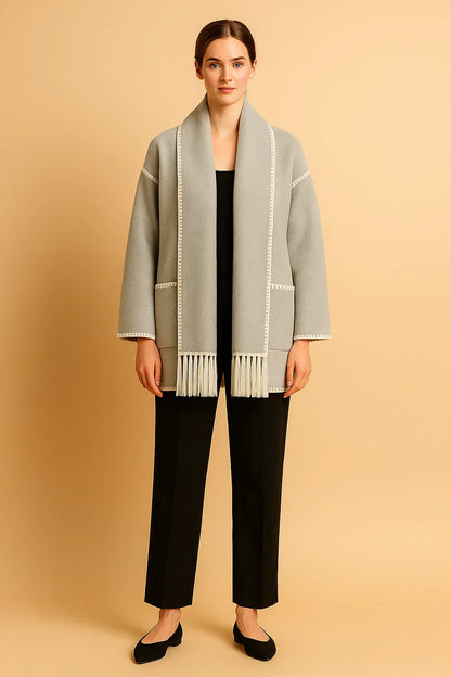 Maison Fringe Detail Coat | Relaxed Fit