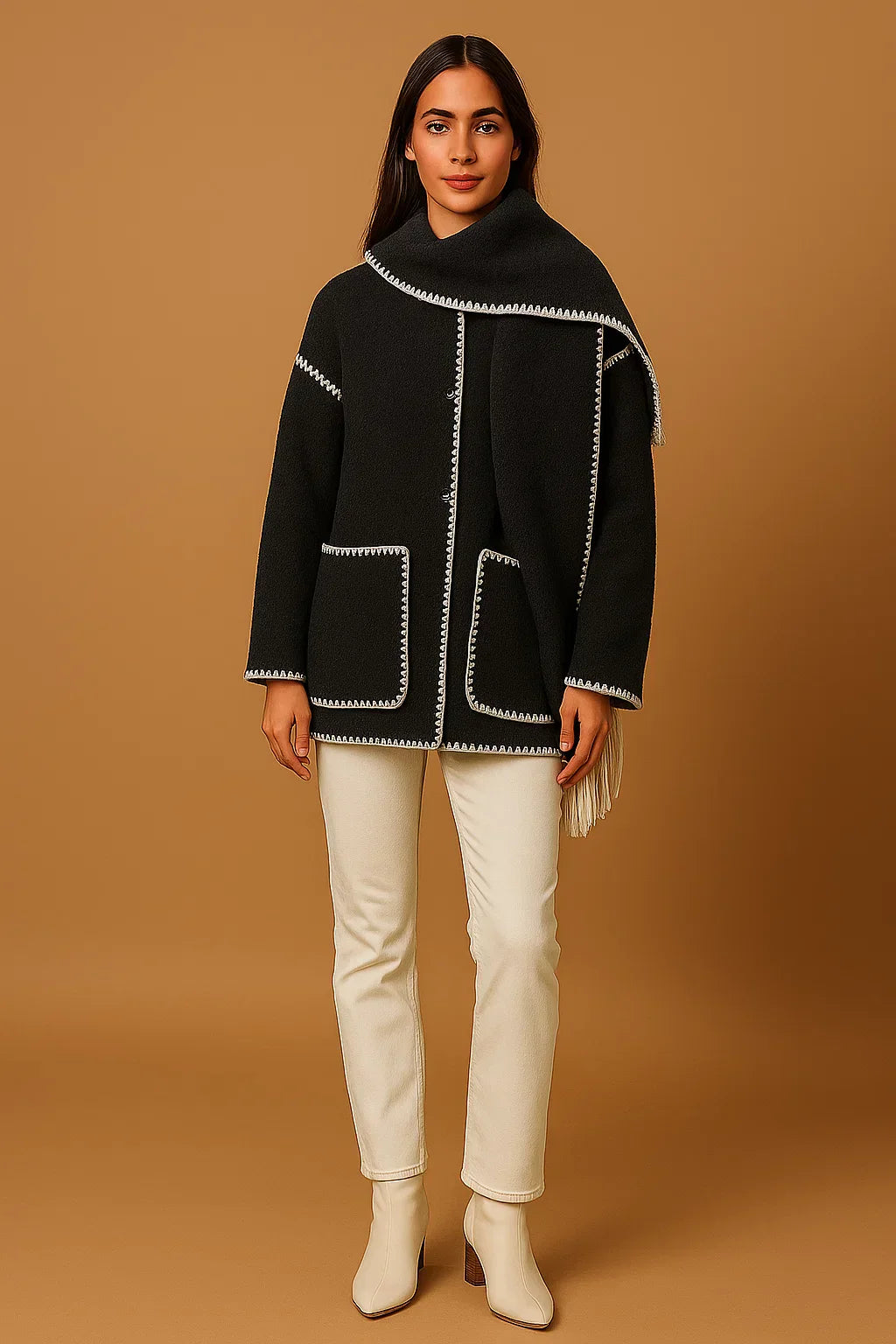Maison Fringe Detail Coat | Relaxed Fit