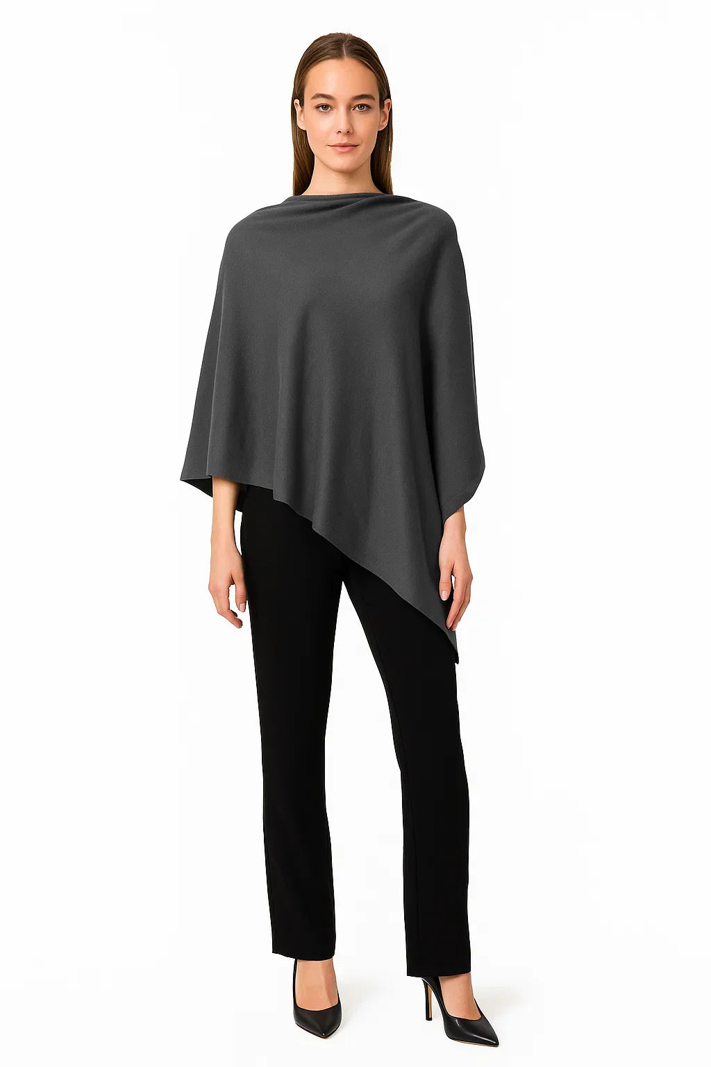 Asymmetric Drape Poncho | Soft Knit