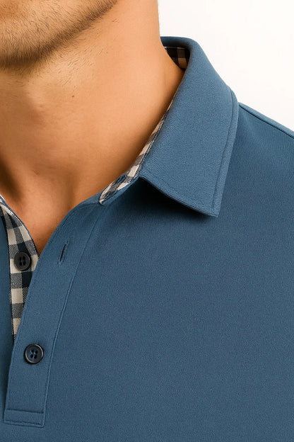 Men's Long Sleeve Polo Shirt Cotton Blend