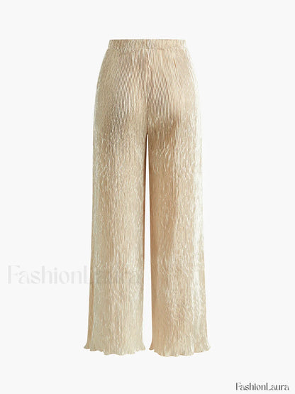 Asymmetric Halter Crop Top With Wide Leg Pants Set
