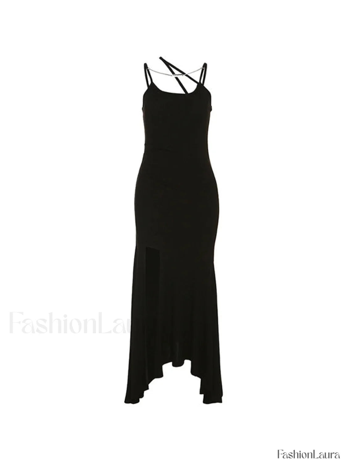 Asymmetric High Slit Bodycon Maxi Dress