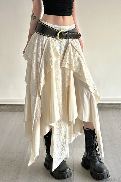 Asymmetrical Lace Bodycon Maxi Skirt