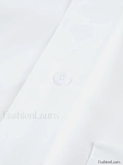 Asymmetrical Pocket Button Trendy Collar Crop Shirt
