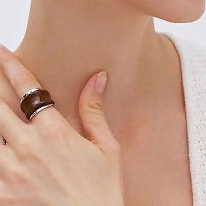 Asymmetrical Two Tone Layered Chunky Cuff Ring