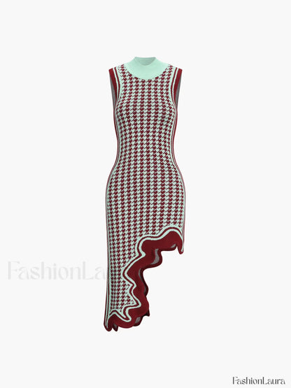 Asymmetrical Wavy Hemline Trendy Sweater Midi Dress