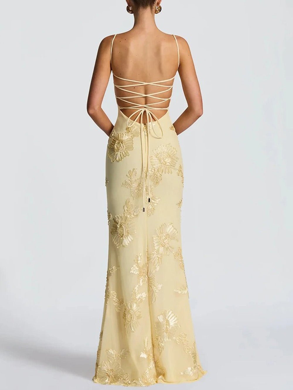 3D Floral Embroidery Corset Sweetheart Spaghetti Strap Mermaid Maxi Gown