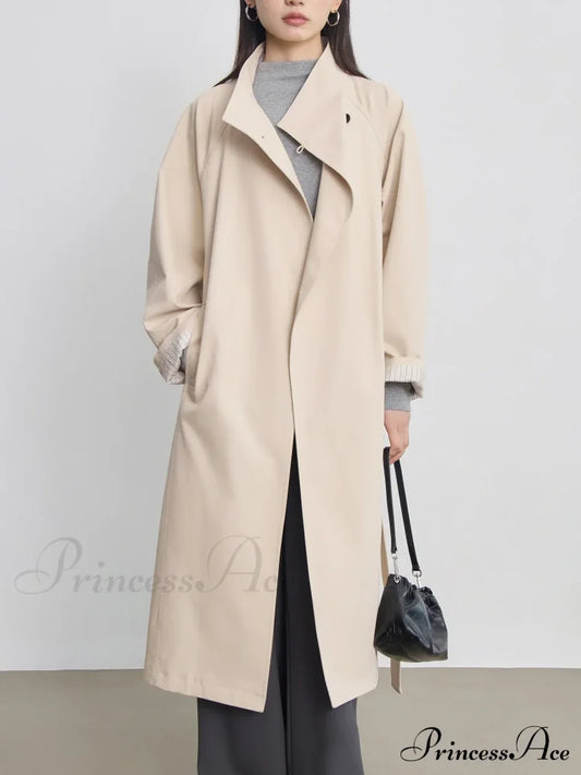 Autumn Extra Long Flowy Oversized Casual Belt Double Breasted Loose Korean Fashion Stylish Coat