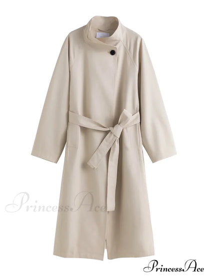 Autumn Extra Long Flowy Oversized Casual Belt Double Breasted Loose Korean Fashion Stylish Coat