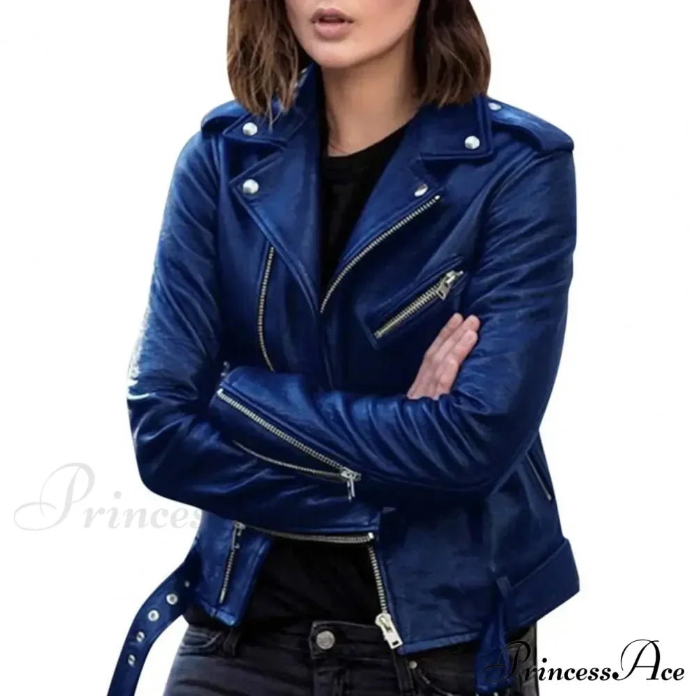 Autumn Short Solid Biker Thin Cool Faux Leather Jacket