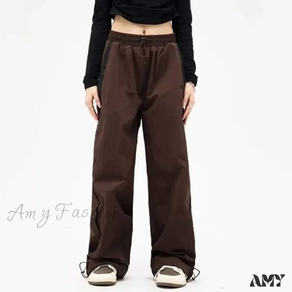 Autumn Vintage Drawstring Sport Style Mid Waist Pants
