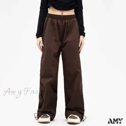Autumn Vintage Drawstring Sport Style Mid Waist Pants