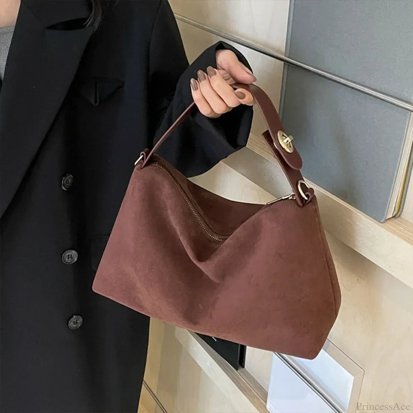 Autumn Winter Matte Suede Cow Leather Handbag