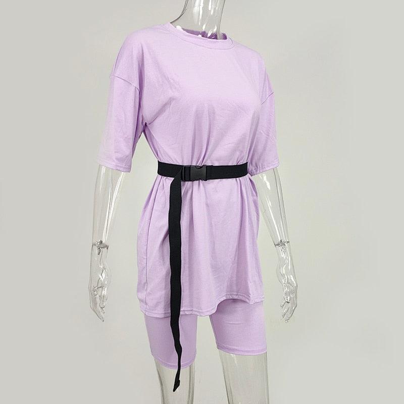 KittenAlarm - Avena Solid Oversize Shirt & Cycling Set