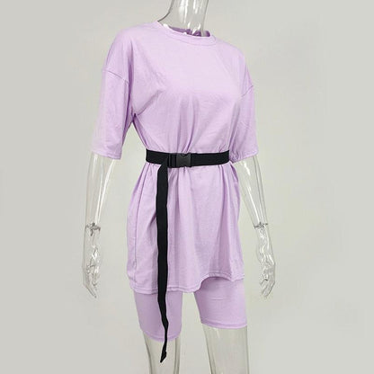 KittenAlarm - Avena Solid Oversize Shirt & Cycling Set