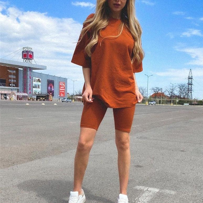 KittenAlarm - Avena Solid Oversize Shirt & Cycling Set