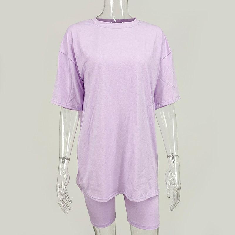 KittenAlarm - Avena Solid Oversize Shirt & Cycling Set