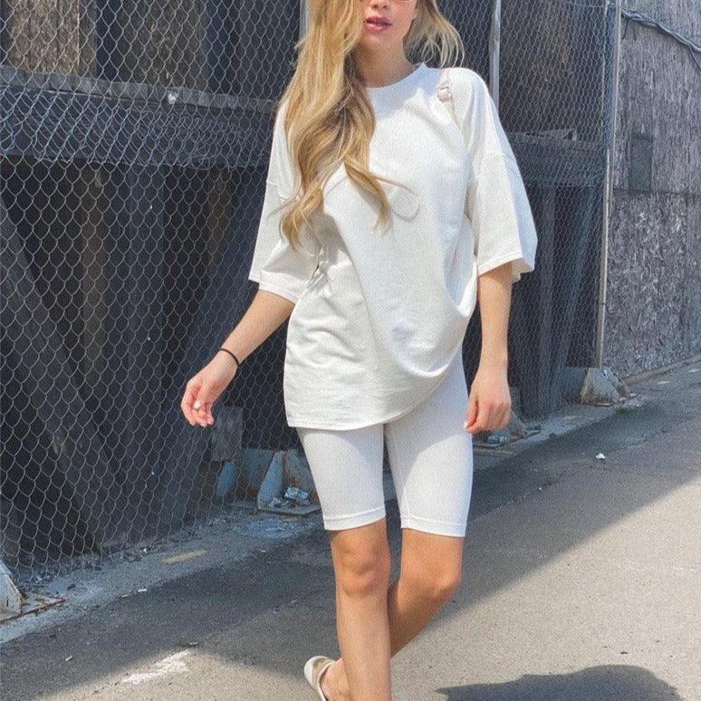 KittenAlarm - Avena Solid Oversize Shirt & Cycling Set