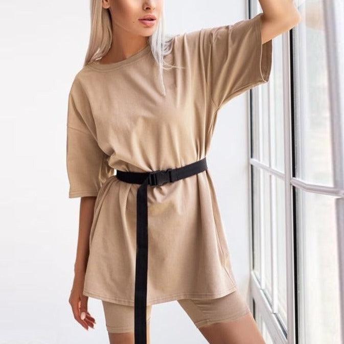 KittenAlarm - Avena Solid Oversize Shirt & Cycling Set