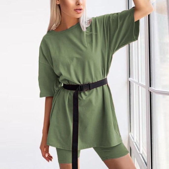 KittenAlarm - Avena Solid Oversize Shirt & Cycling Set