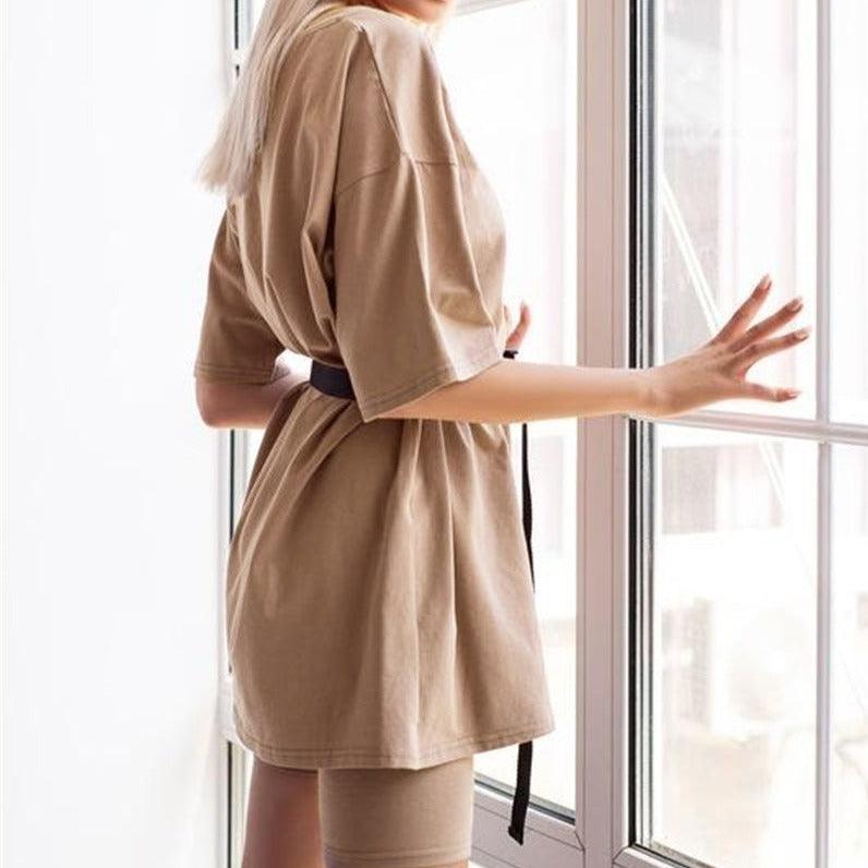 KittenAlarm - Avena Solid Oversize Shirt & Cycling Set
