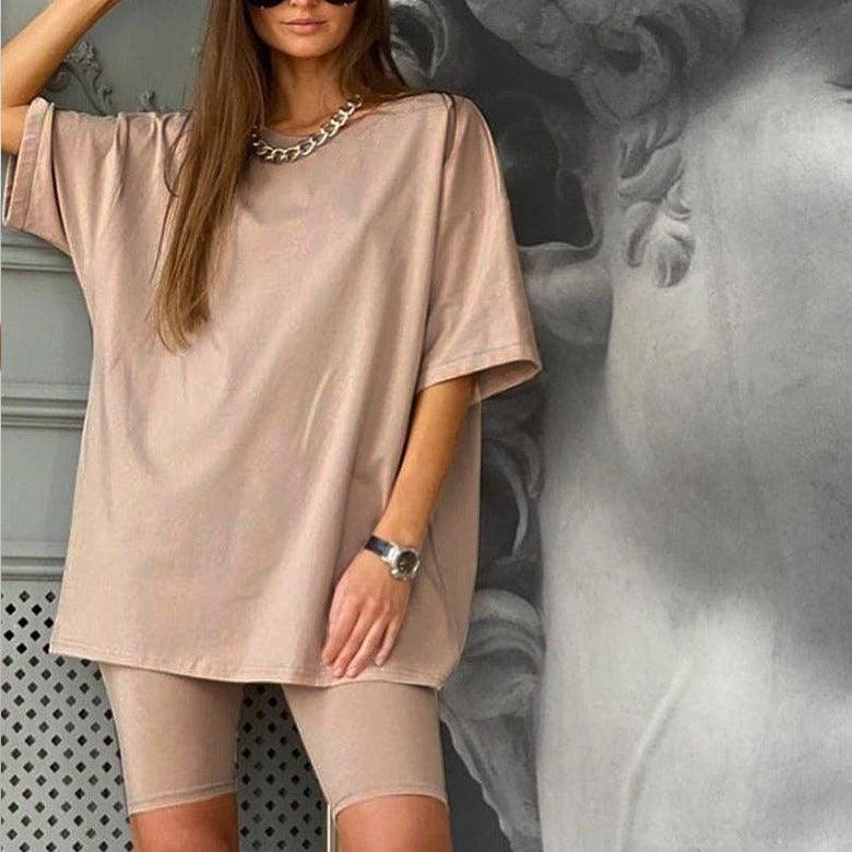KittenAlarm - Avena Solid Oversize Shirt & Cycling Set