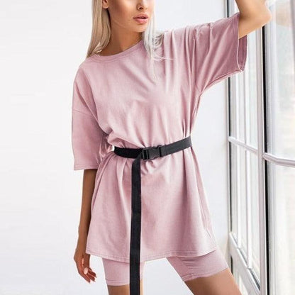 KittenAlarm - Avena Solid Oversize Shirt & Cycling Set