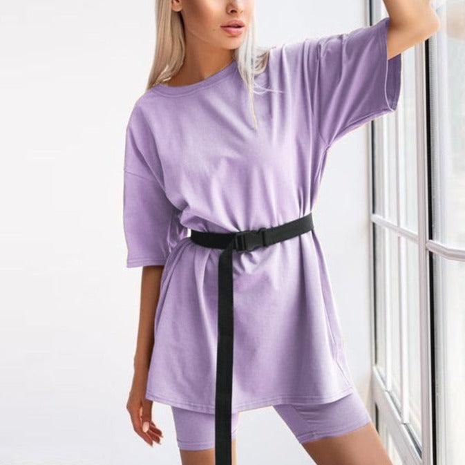 KittenAlarm - Avena Solid Oversize Shirt & Cycling Set