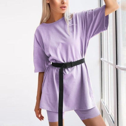 KittenAlarm - Avena Solid Oversize Shirt & Cycling Set